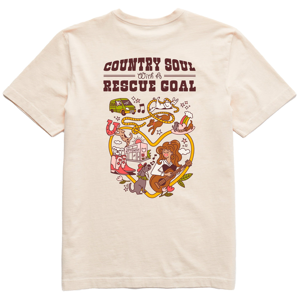 Kittenish X Mutt Dog: Country Soul Rescue Goal Short Sleeve Tee