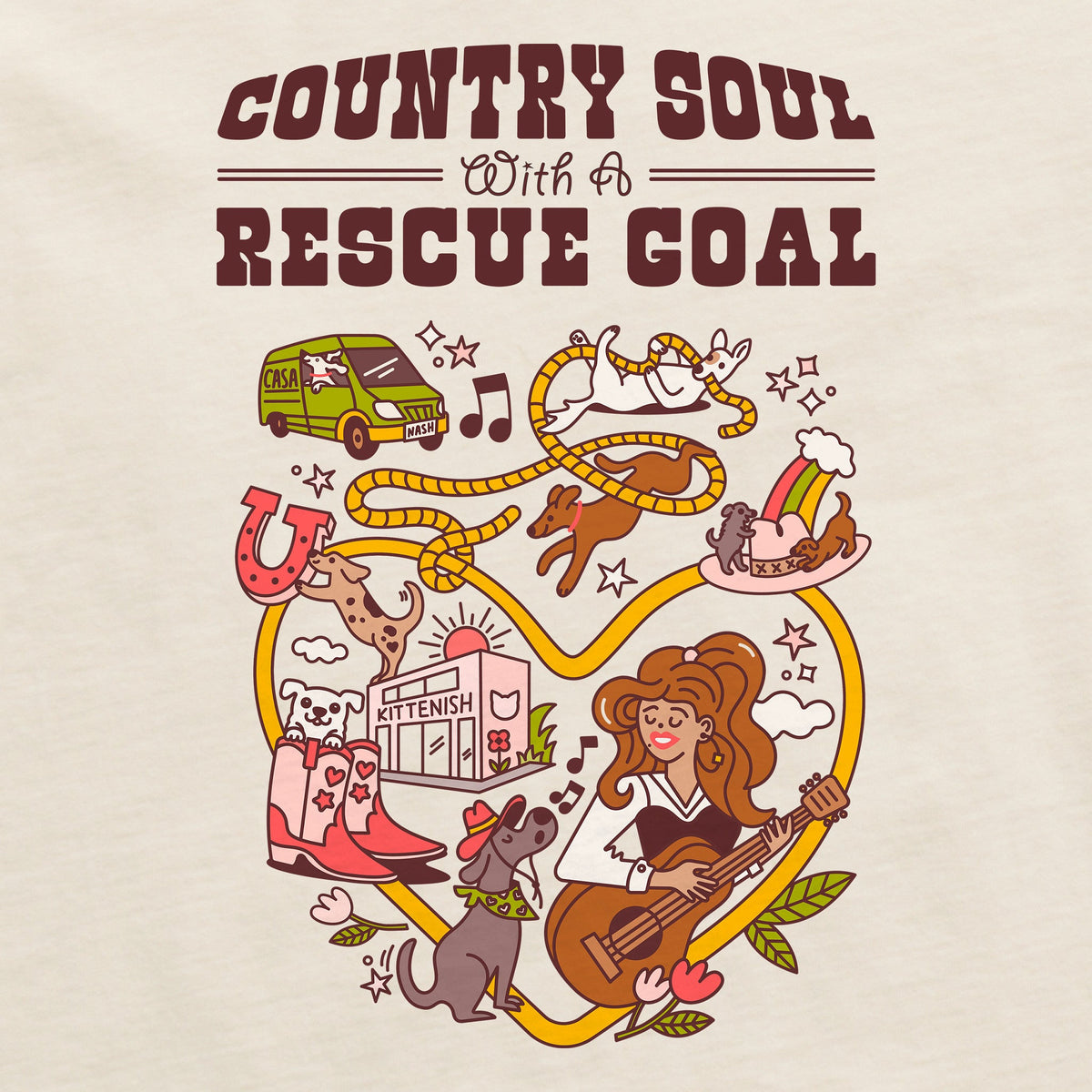Kittenish X Mutt Dog: Country Soul Rescue Goal Long Sleeve Tee