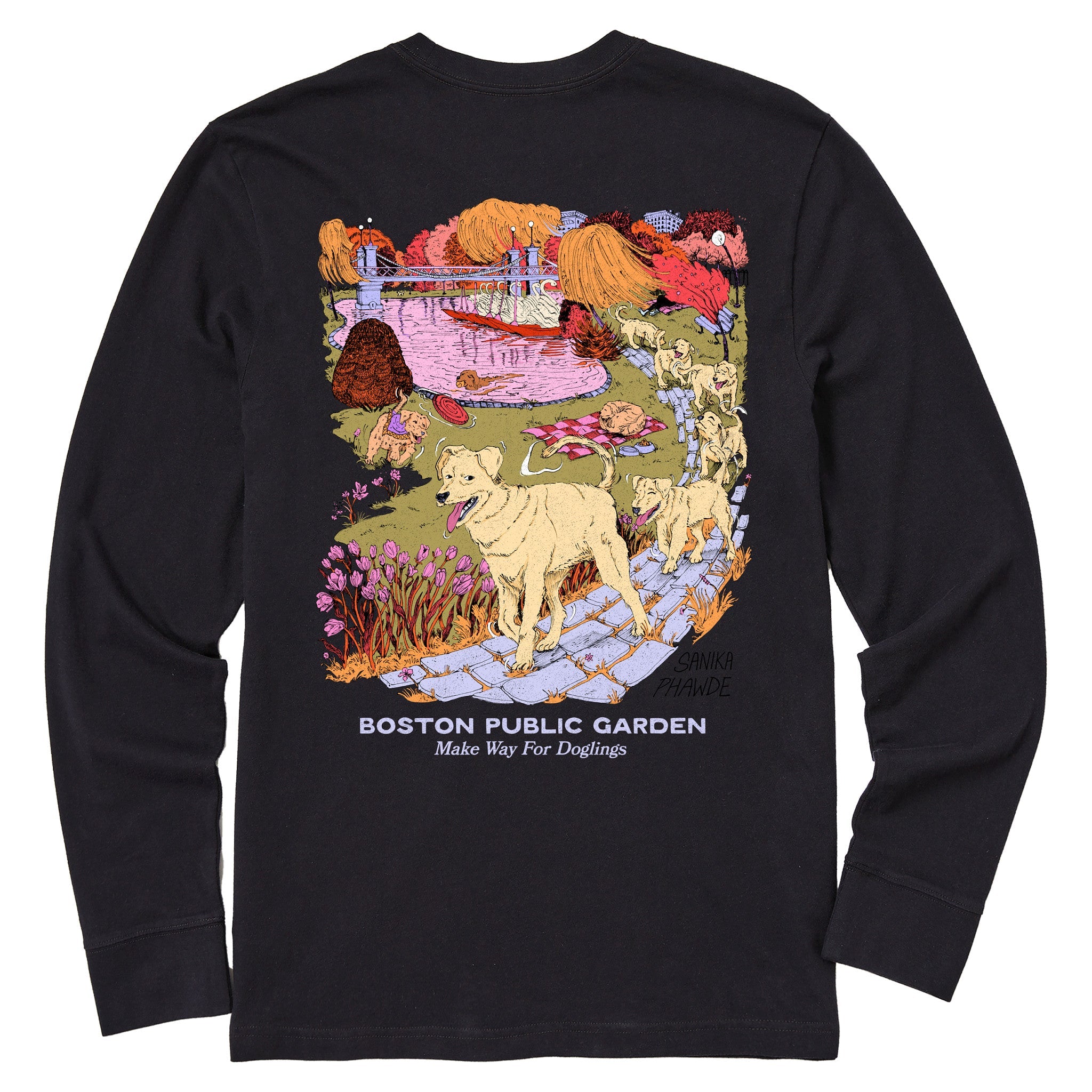 Pups in the Park: Boston Public Garden Long Sleeve tee