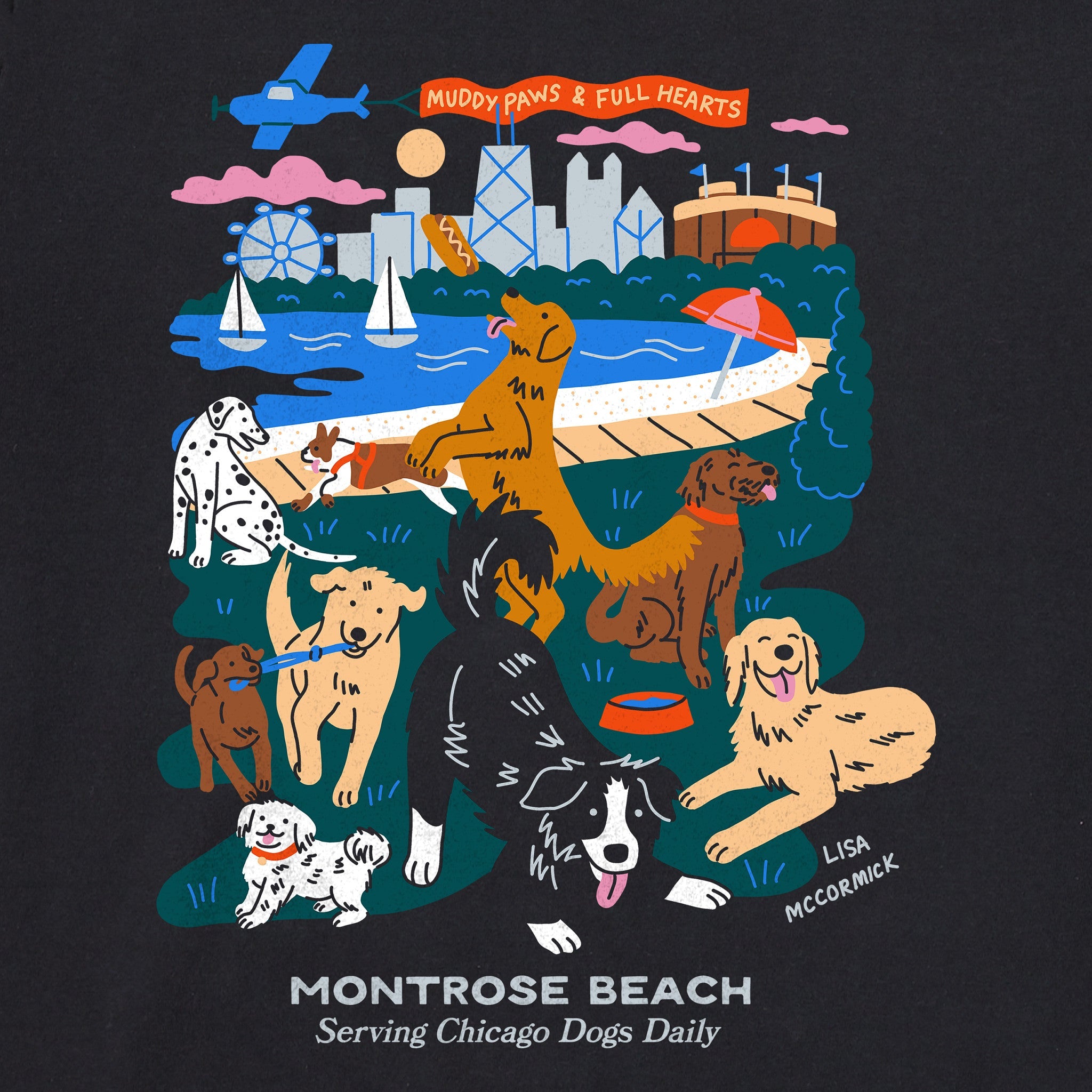 Pups in the Park: Montrose Beach Long Sleeve tee